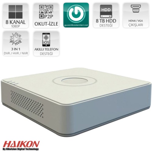 hikvision ds 7108hghi f1 n 8 kanal dvr kayit cihazi